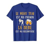 Muay Thaï Homme Humour Boxe Thaïlandaise Idée Cadeau Bière T-Shirt, Homme, Bleu Royal, 3XL