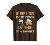 Muay Thaï Homme Humour Boxe Thaïlandaise Idée Cadeau Bière T-Shirt, Homme, Marron, L