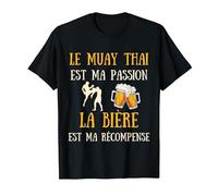 Muay Thaï Homme Humour Boxe Thaïlandaise Idée Cadeau Bière T-Shirt, Homme, Noir, L