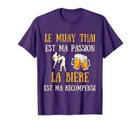 Muay Thaï Homme Humour Boxe Thaïlandaise Idée Cadeau Bière T-Shirt, Homme, Violet, 3XL