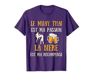 Muay Thaï Homme Humour Boxe Thaïlandaise Idée Cadeau Bière T-Shirt, Homme, Violet, 3XL
