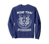 Muay Thai Kickboxing Combattant Tigre Sak Yant MMA Sweatshirt, Unisexe pour Adultes, Bleu Marine, M