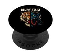Muay Thai Tigre Démon Sauvage PopSockets PopGrip Adhésif