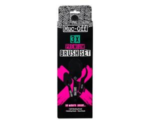 Muc-Off Kit de Brosses pour Vélo 3 pièces de Qualité Supérieure - 3 Brosses de Vélo avec Poils en Nylon Durable et Manches Ergonomiques en Caoutchouc pour Moins de Choc, Noir