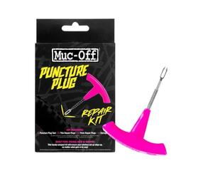 Muc-Off Kit de Mèches Crevaison Pneu Tubeless - Kit de Réparation Pneu Vélo Tubeless - Comprend un Outil 2-en-1 Inséreur-Alésoir, 10 Mèches et une Pochette de Rangement, Noir