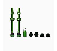Muc-Off - Kit de Valves Tubeless V2 - Paire de 2 Valves Légères, Solides, Étanches et Faciles à Gonfler - en Aluminium 7075 Aéronautique - avec 3 Kits d'Inserts - Vert, 80mm
