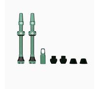 Muc-Off - Kit de Valves Tubeless V2 - Paire de 2 Valves Légères, Solides, Étanches et Faciles à Gonfler - en Aluminium 7075 Aéronautique - avec 3 Kits d'Inserts - Turquoise, 80mm