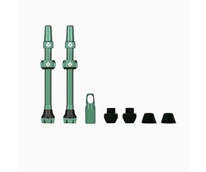 Muc-Off - Kit de Valves Tubeless V2 - Paire de 2 Valves Légères, Solides, Étanches et Faciles à Gonfler - en Aluminium 7075 Aéronautique - avec 3 Kits d'Inserts - Turquoise, 80mm