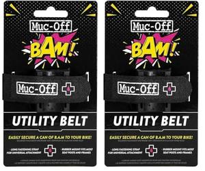 Muc-Off Sangle Vélo B.A.M! - Sangle de Vélo avec Support en Caoutchouc Noir pour Fixer Solidement et Facilement Une Bombe Anti-Crevaison B.A.M! sur Cadre de Vélo (Lot de 2)
