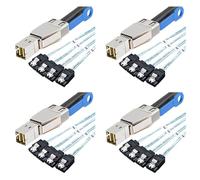 Mucafar Câble Convertisseur SAS SFF-8644 Externe vers 4X SATA 7P | Connecteur externe SFF-8644 vers 4x SATA 7P et port d’alimentation, architecture moulée adaptée aux serveurs et PC.