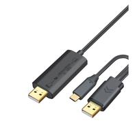 Mucafar Câble Transfert USB 2.0 Synchronisation Intégration | Transfert entre deux PC via USB 2.0 et Type-C, sans Internet ni disque externe.