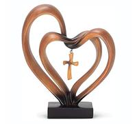 Mucafar Croix Déco Cœurs Entrelacés Debout avec Base Sûre pour Tout Espace | Symbole de foi et amour, ce décor de croix intègre les deux cœurs et Jésus suspendu, parfait pour table de Pâques et rituels