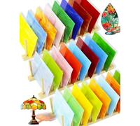 Mucafar Kit de vitrail - 24 Feuilles Verre colorées 15x10 cm, 2 mm, déco | Kit de vitrail - Cadeau parfait pour les créatifs, offre 24 couleurs éclatantes et outils faciles pour