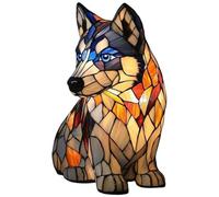 Mucafar Lampe Husky en Vitrail - Petite Lampe d'appoint USB, Chambre Cosy | Emballage soigné prête à offrir et motif Husky adorable qui séduit autant les amoureux des animaux que les enfants.