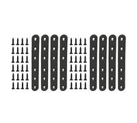 Mucafar Plaque de Réparation Droite Acier pour Bois et Métal | Support plat droit en noir, 155x20 mm, 3 mm d’épaisseur, 6 trous Ø5 mm; contient 8 feuilles et 48 vis.