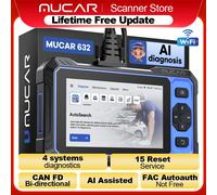 MUCAR 632 outil de Diagnostic OBD2 protocole CANFD bidirectionnel assisté par AI Diagnostic ECM/TCM/ABS/SRS 15 réinitialiser la mise à jour gratuite à vie MUCAR 632