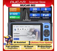 MUCAR 682 Scanner OBD2, outil de diagnostic assisté par l'IA, diagnostic de tous les systèmes au niveau OE, 20 fonctions de réinitialisation, bidirectionnel CAN FD, outil de diagnostic OBD2 MUCAR 682