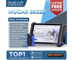 MUCAR 892BT Programmation de clés avec KEY 101 Outil de diagnostic automobile Scanner OBD2 bidirectionnel Codage ECU CANFD DOIP 35 réinitialisations Système complet Mises à jour gratuites à vie MUCAR