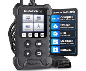 MUCAR CDL20 OBD2 Valise Diagnostic Auto, Lecteur de Code d'erreur de Moteur | Lecture Des DTCS, Effacement Des DTCS, Test De Préparation I/M, Flux De Données en Direct, Test Du Capteur O2