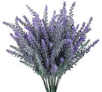 MUCHENG Lot de 10 bouquets de fleurs de lavande artificielles en plastique violet pour mariage, maison, bureau, jardin, patio, décoration