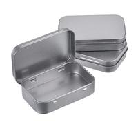MUCHENG Lot de 3 Boîtes Rectangulaires Vides en Métal Argenté à charnière Mini Boîte Portable Petit Kit de Rangement Boîte
