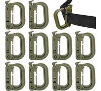 MUCHER Molle Lot de 10 mousquetons multi-usages avec anneau en D en plastique pour sac à dos pour attacher une sangle Molle Vert
