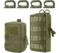 MUCHER Molle Lot de 2 sacs banane tactique EDC Utility avec 4 crochets pour sac à dos pour extérieur, randonnée, chasse, camping, entraînement