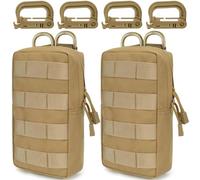 MUCHER Molle Lot de 2 sacs banane tactique EDC Utility avec 4 crochets - Sacs supplémentaires pour sac à dos en plein air, randonnée, chasse, camping, entraînement (L, kaki)