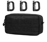 MUCHER Sac banane tactique Molle EDC Utility avec 3 crochets pour extérieur, randonnée, chasse, camping, entraînement, A - noir., Taille unique, Ensemble cartable