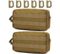 MUCHER Sac banane tactique Molle EDC Utility avec 3 crochets pour extérieur, randonnée, chasse, camping, entraînement, B - Kaki - 2 pièces, Ensemble cartable