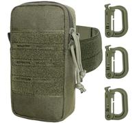 MUCHER Sac tactique Molle EDC Utility Fanny Pack sac à dos 3 crochets pour extérieur, randonnée, chasse, camping, entraînement, Vert armée., Ensemble cartable