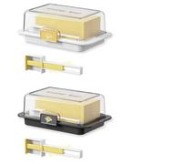 MuchLuckystar Beurrier hermétique avec couvercle pour comptoir et étagère de porte de réfrigérateur, passe au micro-ondes et au lave-vaisselle, récipient de rangement pour beurre East West Coast, 18,3