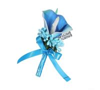 MuchLuckystar Boutonnière Calla Lily réaliste en forme de fleur artificielle pour garçons d'honneur, cérémonie de mariage - Broche en plastique blanc rose violet (4)