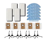 MuchLuckystar Filtre de rechange, serpillères, sacs à poussière et brosses latérales pour Medion X20 SW+ MD11415 et pour aspirateur robot x21 SW+ MD11500, 4 filtres, 5 serpillères, 5 sacs, 8 brosses