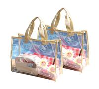 MuchLuckystar Lot de 2 grands sacs fourre-tout transparents approuvés par les stades, en plastique transparent avec poignées pour concerts, événements sportifs, festivals, 50,8 x 35,6 x 17,8 cm