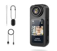 MuchLuckystar Mini caméra de corps magnétique, USB 4K avec écran IPS HD de 3,7 cm, support magnétique et point de vue mains libres pour vlogging, streaming en direct (noir)