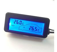 MuchLuckystar Thermomètre numérique LCD 12 V pour voiture, double zone, jauge de température intérieure et extérieure avec sonde de capteur, écran rétroéclairé bleu pour tableau de bord de véhicule