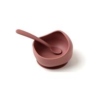 Muchmellow - Set Repas Bébé Silicone 2 Pièces, Bol avec Ventouse Antichute, Cuillère Ergonomique, Sans Plastique, BPA Free, Made in Italy (rouge)