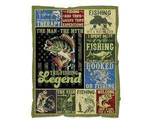 MUCHNEE Couverture en forme de poisson - Cadeau pour les amateurs de pêche - Cadeau pour les amateurs de pêche - 127 x 152,4 cm