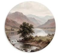 MuchoWow© Cercle Mural Ø60 cm Tableau Decoration Murale Chambre Maison Cadeau Deco Carte Du Monde Photo Salon Salle De Bain Balcon Cuisine Paysage montagne - Lac - Montagnes - Vallée
