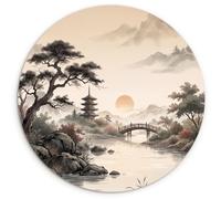 MuchoWow© Cercle Mural Ø90 cm Accessoires Intérieure Wc Moderne Extérieur Room Decor Street Home Jardin Mappemonde Coeur Coloré Painting Pour Asie - Paysage - Coloré