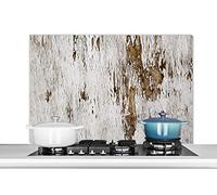 MuchoWow Credence Bois - Rustique - Arbre Fond de hotte 100x65 cm Credence Aluminium Plaque INOX de Cuisine