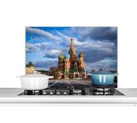MuchoWow Credence Cathédrale Saint-Basile à Moscou, Russie Fond de hotte 90x60 cm Credence Aluminium Plaque INOX de Cuisine