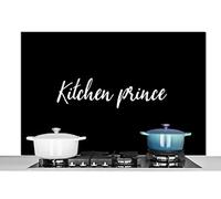 MuchoWow Credence Citations - Kitchen Prince - Hommes - Table de Cuisson à Induction Fond de hotte 120x80 cm Credence Aluminium Plaque INOX de Cuisine