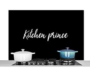 MuchoWow Credence Citations - Kitchen Prince - Hommes - Table de Cuisson à Induction Fond de hotte 120x80 cm Credence Aluminium Plaque INOX de Cuisine