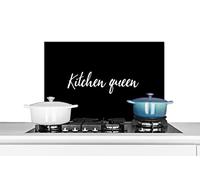 MuchoWow Credence Citations - Kitchen Queen - Femmes - Table de Cuisson à Induction Fond de hotte 60x40 cm Credence Aluminium Plaque INOX de Cuisine