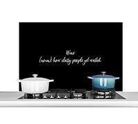 MuchoWow Credence Citations - Proverbes - Vin - Dictionnaire - Définition du vin Fond de hotte 100x65 cm Credence Aluminium Plaque INOX de Cuisine