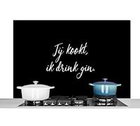 MuchoWow Credence Citations - Tu Cuisines, Je Bois du gin - Proverbes - Gin - Liqueur Fond de hotte 120x80 cm Credence Aluminium Plaque INOX de Cuisine