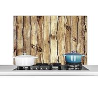 MuchoWow Credence Étagères - Bois - Rustique Fond de hotte 100x65 cm Credence Aluminium Plaque INOX de Cuisine