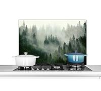 MuchoWow Credence Forêt - Brouillard - Arbres - Nature Fond de hotte 90x60 cm Credence Aluminium Plaque INOX de Cuisine
